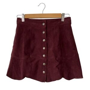 American Eagle Burgundy Suede Feel Mini Skirt